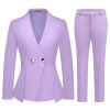 Women's 2 Piece Outfits Two Buttons Business V Neck Blazer Casual Long Sleeve Pants Suits Work Sets