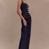 Two Piece Denim Set Button Down Denim Vest and Straight Leg Jeans Business Casual Outfits Pants Suit Dressy Casual