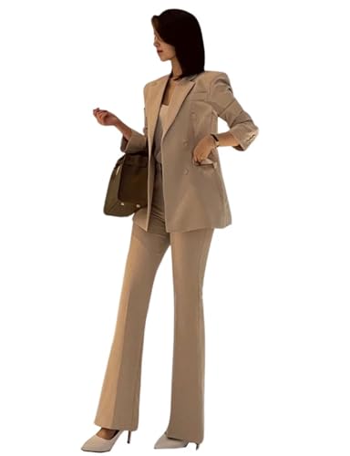Women's Business Suit Set Double Breasted Two Pieces Office Daily Notch Lapel Jacket Pants