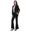Women Pantsuit Dressy Silver Thread Velvet 2 Piece Suit Set Blazer and Flared Pants