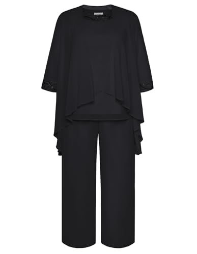 Plus Size Mother of The Bride Pant Suits 3 Piece Chiffon Sets Wedding Guest Gowns Formal Outfits with Jacket