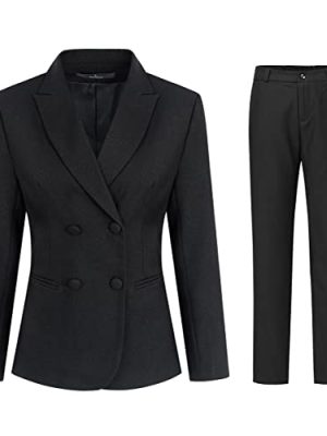 Women's 2 Piece Double Breasted Suit Set Two Button Blazer and Pants