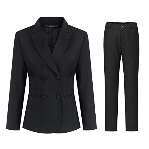 Women's 2 Piece Double Breasted Suit Set Two Button Blazer and Pants