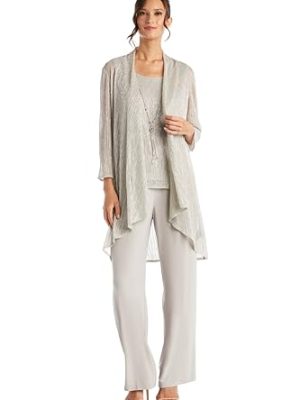 Womens 3PC Metallic Pant Suit