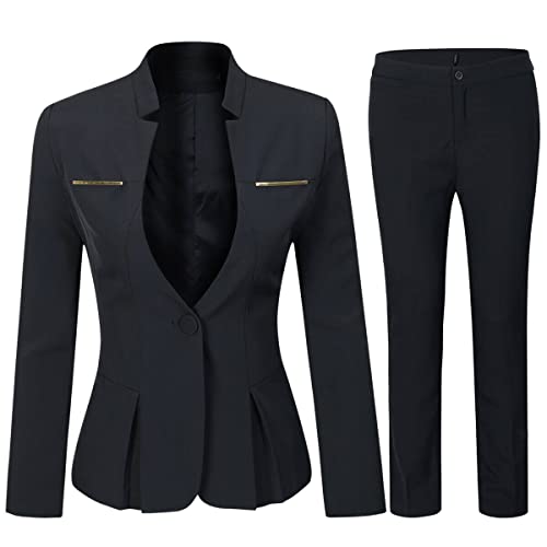 Women's Elegant Business 2 Piece Office Lady Suit Set Work Blazer Pant