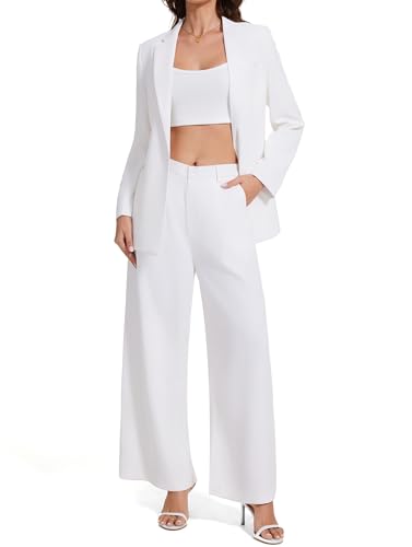 Women's 3 Piece Suit Business Casual One Button Blazer Camisole and Wide Leg Pants Set