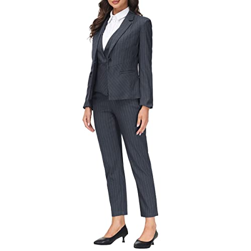 Women's 3 Piece Classic Business Suit Set Elegant Blazer Vest and Pants Set