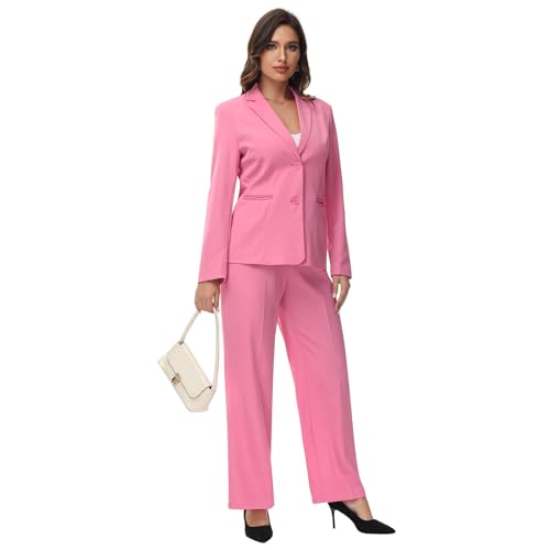 Women's 2 Piece Business Suit Single Breasted Blazer Pant Set Slim Fit for Work Office Daily Wear