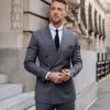 Mens Suits Double Breasted Suit Men Slim Fit 2 Piece Wedding Prom Double Breasted Blazer Groom Suit Pants Sets