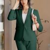 Womens 2 Piece Pants Suit Solid Notch Lapel One Button Slim Fit Blazer Jacket Elastic Waist Pants Tuxedo Set