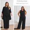 Plus Size Mother of The Bride Pant Suits 3 Piece Chiffon Sets Wedding Guest Gowns Formal Outfits with Jacket