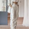 Women Fall Blazer Set 2 Piece Business Outfit Long Sleeve Blazer Jacket and Straight Wide Leg Pant Suit Sets