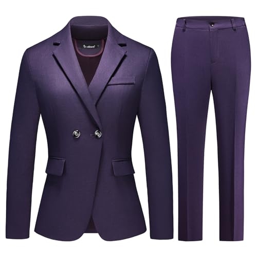 Women's Plaid Suit 2 Piece Set Work Dresses Blazer Pants Suiting for Women Office Outfits