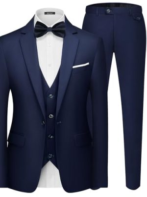 Men's 3 Pieces Suit Elegant Solid One Button Slim Fit Single Breasted Party Blazer Vest Pants Set