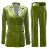 Womens Pant Suit Velvet 2 pcs Peak Lapel Double Breasted Women's Suiting for Work Professional