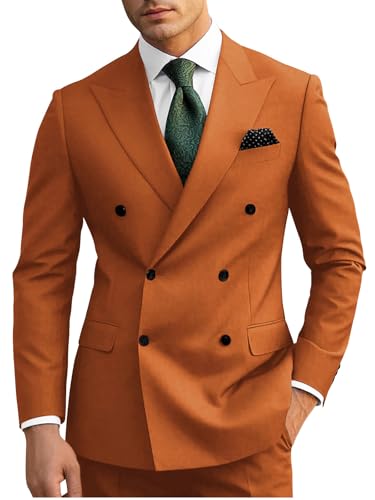 Mens Suits Double Breasted Suit Men Slim Fit 2 Piece Wedding Prom Double Breasted Blazer Groom Suit Pants Sets