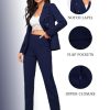 Women's Suits for Work Professional Business Attire 2 Piece Blazer and Pants Set, Navy Blue, XL (16-18)