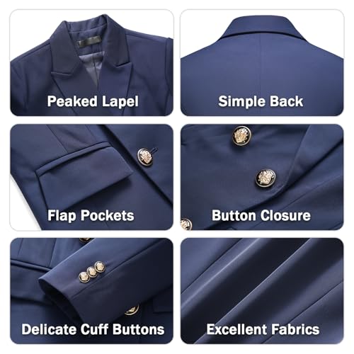 Women's 2 Piece Set Double Breasted Blazer and Pants Suit Business Outfits for Work Office