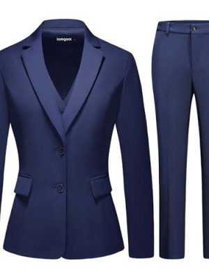 Women 3 Piece Suit Single Breasted Blazer Formal Business Pantsuit Office Lady Tuxedo Set