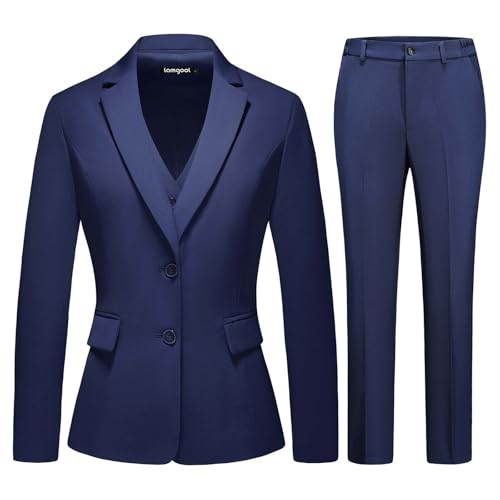Women 3 Piece Suit Single Breasted Blazer Formal Business Pantsuit Office Lady Tuxedo Set