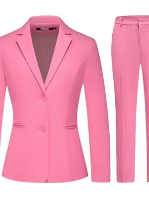 Women's 2 Piece Business Suit Single Breasted Blazer Pant Set Slim Fit for Work Office Daily Wear