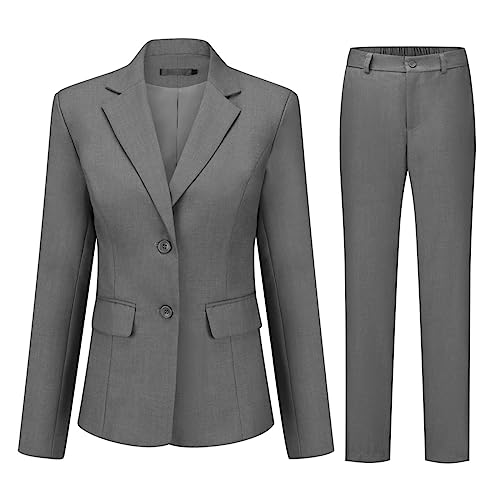 Women's 2 Pieces Office Suit Set Long Sleeve Blazer Jacket and Suit Pants
