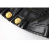 Women PU Leather Business Suit Slim Fit Sport Coat 3 Button Open Front Solid Blazer Work Office Suit Set