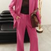 Women's Fall Two Piece Outfits Dressy Blazer Jacket and Wide Leg Pants Pockets Business Casual Office Suit Sets