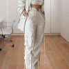 Women Fall Blazer Set 2 Piece Business Outfit Long Sleeve Blazer Jacket and Straight Wide Leg Pant Suit Sets