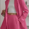 Women's Fall Two Piece Outfits Dressy Blazer Jacket and Wide Leg Pants Pockets Business Casual Office Suit Sets