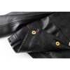 Women PU Leather Business Suit Slim Fit Sport Coat 3 Button Open Front Solid Blazer Work Office Suit Set