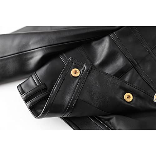 Women PU Leather Business Suit Slim Fit Sport Coat 3 Button Open Front Solid Blazer Work Office Suit Set