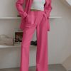 Women's Fall Two Piece Outfits Dressy Blazer Jacket and Wide Leg Pants Pockets Business Casual Office Suit Sets