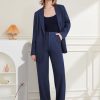 Women's 2 Piece Suit Two Button Business Casual Office Work Outfits Dressy Blazer Wide Leg Pants Set