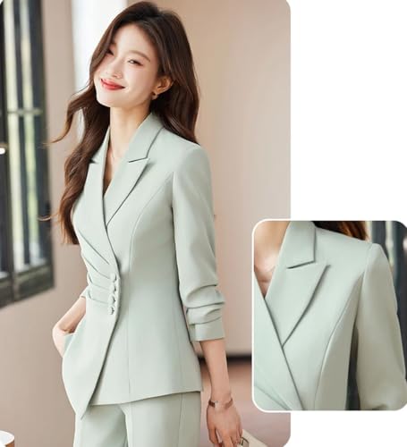 Womens 2 Piece Suit Set Long Sleeve Single Button Blazer Slim Pants Casual Office Elegant Business Commuting