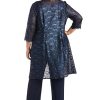 Womens Plus Sequined Lace Pant Suit