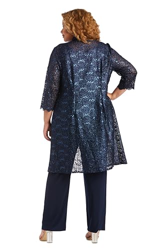 Womens Plus Sequined Lace Pant Suit