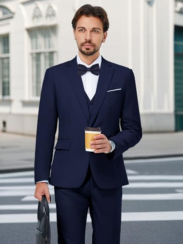 Men's 3 Pieces Suit Elegant Solid One Button Slim Fit Single Breasted Party Blazer Vest Pants Set
