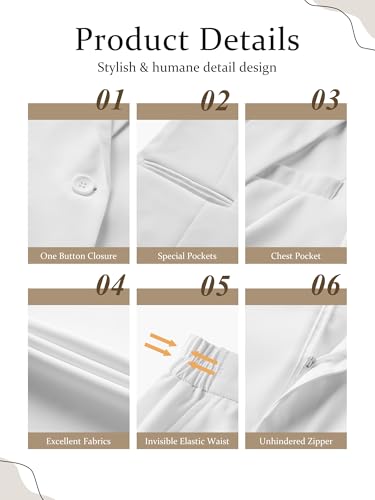 Women's 3 Piece Suit Business Casual One Button Blazer Camisole and Wide Leg Pants Set