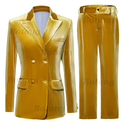 Velvet Womens Pant Suit Double Breasted Suit Women Formal Suit Womens Business Suits 2 Piece Set