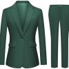 Womens 2 Piece Pants Suit Solid Notch Lapel One Button Slim Fit Blazer Jacket Elastic Waist Pants Tuxedo Set
