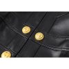 Women PU Leather Business Suit Slim Fit Sport Coat 3 Button Open Front Solid Blazer Work Office Suit Set