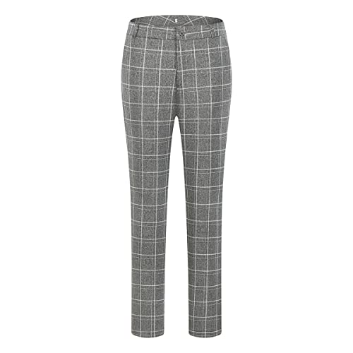 Women's 2 Piece Business Plaid Suit Set Office One Button Slim Fit Blazer with Pant