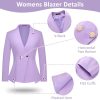 Women's 2 Piece Outfits Two Buttons Business V Neck Blazer Casual Long Sleeve Pants Suits Work Sets