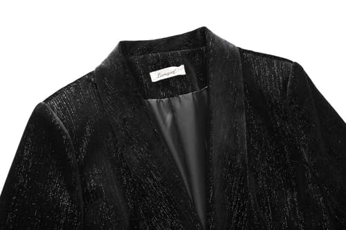 Women Pantsuit Dressy Silver Thread Velvet 2 Piece Suit Set Blazer and Flared Pants