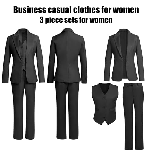 Women's Suiting Pantsuit Business Casual Outfits Women Work Office Pant Suits for Women 3 Piece Set
