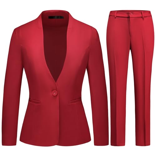 Womens Pant Suit 2 Pieces Business Casual Outfits Lady's Blazer Jacket and Pants Set for Work
