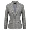 Women's 2 Piece Business Plaid Suit Set Office One Button Slim Fit Blazer with Pant