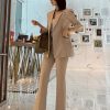 Women's Business Suit Set Double Breasted Two Pieces Office Daily Notch Lapel Jacket Pants