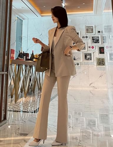 Women's Business Suit Set Double Breasted Two Pieces Office Daily Notch Lapel Jacket Pants